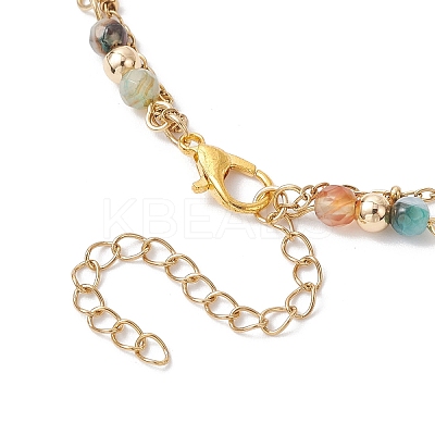 Natural Agate Round Beads Multi-strand Bracelets BJEW-JB12468-02-1