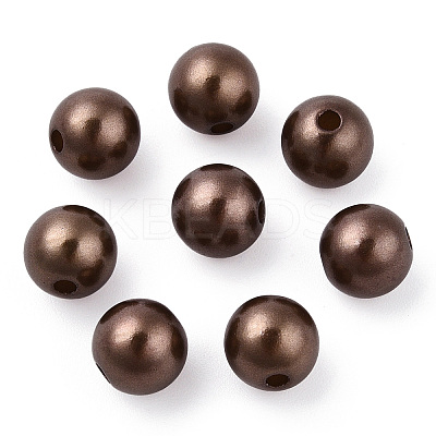 Spray Painted ABS Plastic Imitation Pearl Beads OACR-T015-05B-04-1