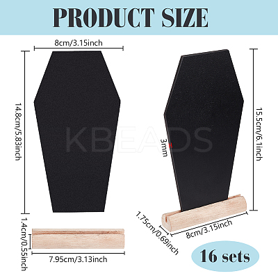 Coffin Shape  Wood Mini Chalkboard Message Board Signs AJEW-WH0567-61-1