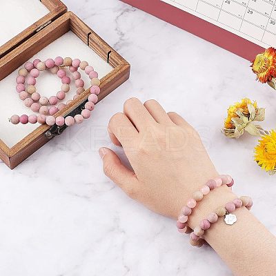 2 Strands Frosted Natural Rhodochrosite Round Bead Strands G-NB0003-47-1