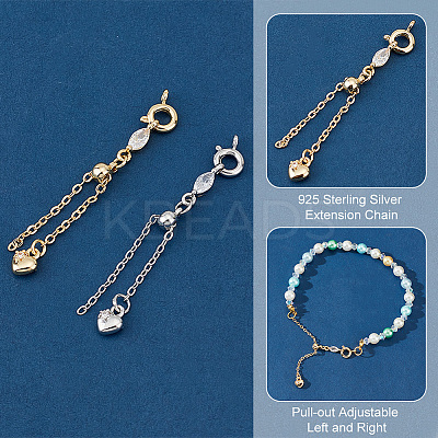 4Pcs 2 Colors Alloy & Brass Chain Extender with Cubic Zirconia FIND-PH0017-99-1