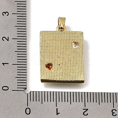 Mother's Day Brass Micro Pave Orange Red Cubic Zirconia Pendants KK-CBAA632-06G-1
