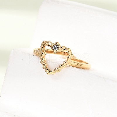 304 Stainless Steel Rhinestone Cuff Open Rings RB-CBAE630-01G-A-1