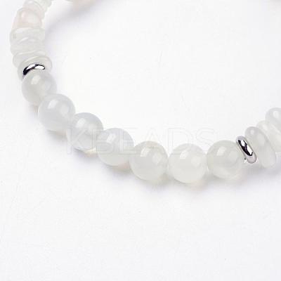 Natural White Moonstone Beads Stretch Bracelets BJEW-JB03374-03-1