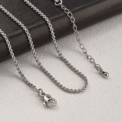 Brass Rolo Chains Necklaces for Women NJEW-D302-22P-1