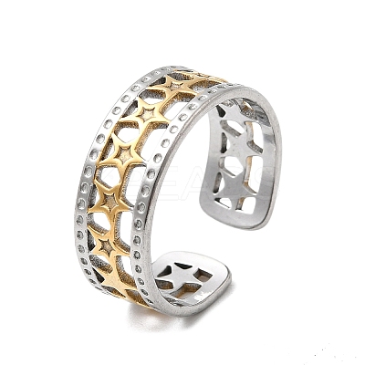 Adjustable 304 Stainless Steel Cuff Rings for Women RJEW-B150-01GP-09-1
