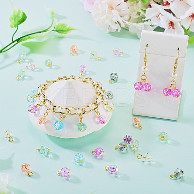 80Pcs 8 Styles Crackle Transparent Glass Charms PALLOY-TAC0292-1