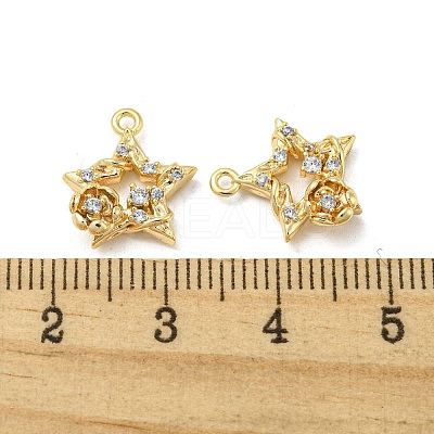 Brass Micro Pave Clear Cubic Zirconia Charms KK-H460-18G-1