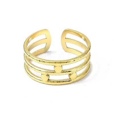 Ion Plating(IP) 304 Stainless Steel Open Cuff Ring RJEW-L109-045G-1