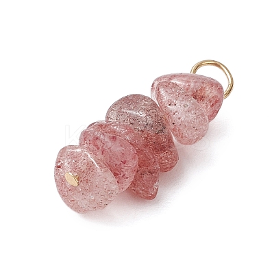 10Pcs 5 Colors 12 Constellation Natural Aquamarine & Citrine & Rose Quartz & Strawberry Quartz & Black Tourmaline Pendants PALLOY-JF02839-01-1