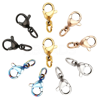50Pcs 5 Colors 304 Stainless Steel Lobster Claw Clasps STAS-NB0001-32-1