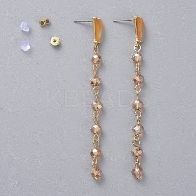 Electroplate Glass Dangle Stud Earrings EJEW-JE04017-03-1