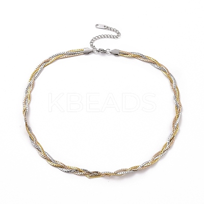 304 Stainless Steel Braided Cuban Link Chain Necklace for Women NJEW-P271-04B-1