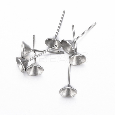 Non-Tarnish 304 Stainless Steel Stud Earring Settings LS-STAS-H403-02P-B-1