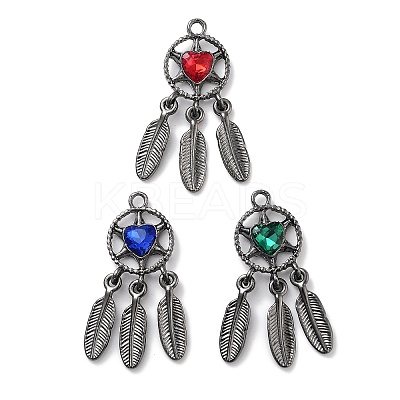 Rack Plating Alloy Rhinestone Pendants PALLOY-F311-19B-1