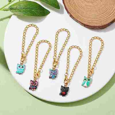 Owl Alloy Pendants Decorations HJEW-JM01865-1