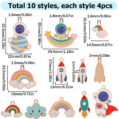40pcs 10 style Alloy Enamel Pendants ENAM-SC0003-64-1