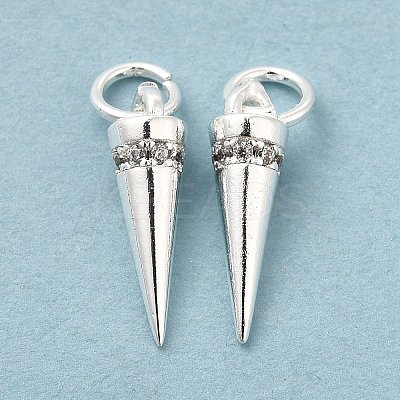 Rack Plating Brass Micro Pave Cubic Zirconia Charms KK-E081-17S-1