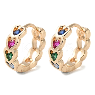 Rack Plating Brass Micro Pave Colorful Cubic Zirconia Hoop Earrings for Women LS-EJEW-P238-06KCG-1