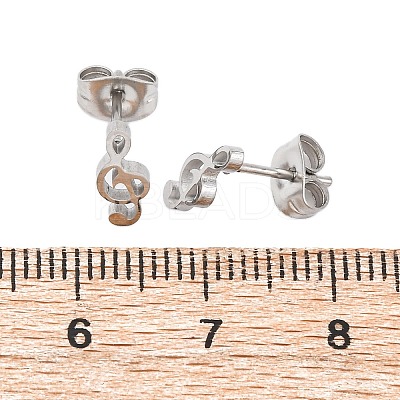 Tarnish Resistant 304 Stainless Steel Music Note Studs Earrings with 316 Stainless Steel Pins for Women MUSI-PW0001-23P-1