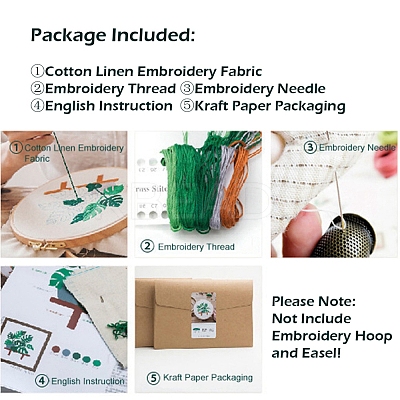 Flower Pattern DIY Embroidery Kit DIY-P077-114-1