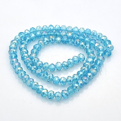 AB Color Plated Faceted Rondelle Electroplate Glass Beads Strands GLAA-A024D-AB07-1