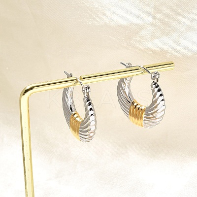 304 Stainless Steel Two Tone Hoop Earrings EJEW-F355-03GP-02-1