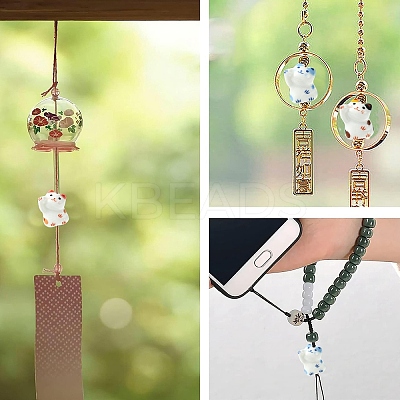 6Pcs 3 Colors Handmade Bright Glazed Porcelain Beads PORC-YW0001-32-1