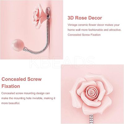Porcrelain 3D Flower Ceramic Wall Coat Hook FIND-WH0040-63-1
