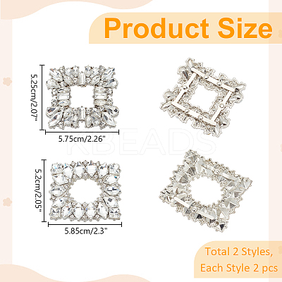 4Pcs 2 Style Alloy Crystal Rhinestone Shoe Decorations FIND-WR0011-29A-1
