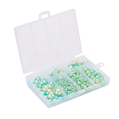 497Pcs 5 Style Rainbow ABS Plastic Imitation Pearl Beads OACR-YW0001-07E-1