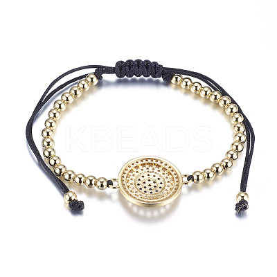 Adjustable Brass Braided Beaded Bracelets BJEW-F282-29G-RS-1