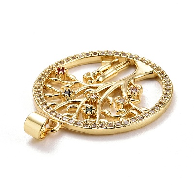 Brass Micro Pave Colorful Cubic Zirconia Pendants ZIRC-E165-05G-1