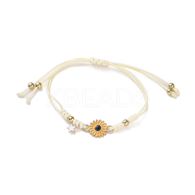 Sunflower Alloy Enamel Charms Braided Bracelets LS-BJEW-A016-01A-1