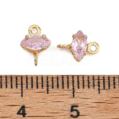 SHEGRACE Brass Pave Cubic Zirconia Horse Eye Connector Charms XGRQ2O431-436C-G-1