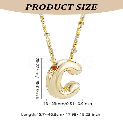 1pc Brass Chain with Alloy Letter Pendants Necklaces NJEW-LP0001-41C-G-1