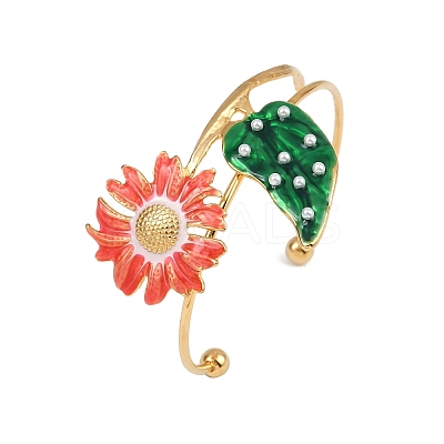 304 Stainless Steel Enamel Cuff Bangles for Women BJEW-A049-02B-G-1