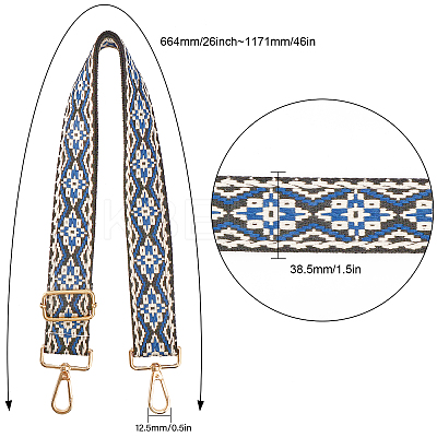 Adjustable Jacquard Weave Nylon Wide Bag Strap FIND-WH0133-16C-1