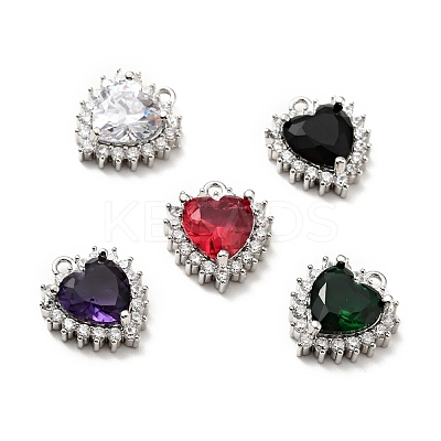 Brass Micro Pave Cubic Zirconia Charms KK-G414-13P-1