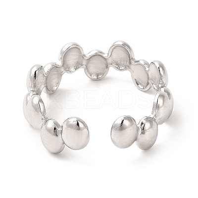 Non-Tarnish 304 Stainless Steel Oval Wrap Open Cuff Ring for Women LS-RJEW-E063-15P-01-1