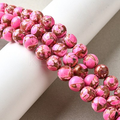 Dyed Natural Magnesite Beads Strands G-L617-D01-8mm-06-1