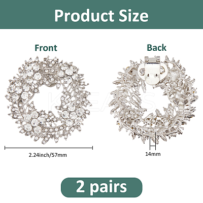 2 Pairs Alloy Rhinestone Shoe Buckle Clips FIND-FG0004-05-1