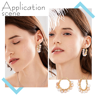 4 Pairs Vintage Natural Pearl Braided Hoop Earrings for Girl Women EJEW-UN0002-07-1