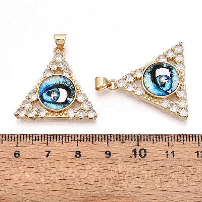 Brass Micro Pave Clear Cubic Zirconia Pendants for Women KK-T070-90A-06-1