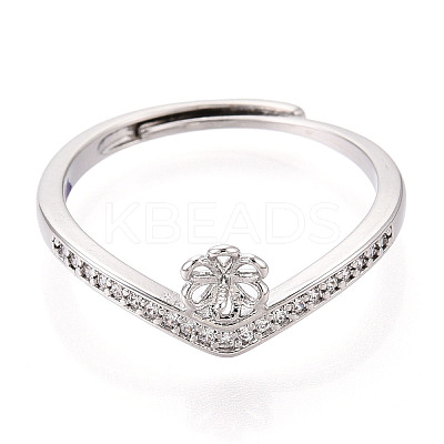 Flower Brass Micro Pave Cubic Zirconia Cup Peg Ring Settings KK-N274-30P-1