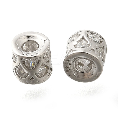 925 Sterling Silver Micro Pave Clear Cubic Zirconia Spacer Beads STER-U006-16P-1