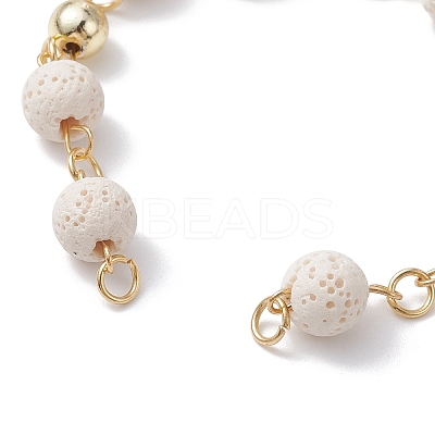 Dyed Natural Lava Rock Round Beaded Chain Bracelet Making AJEW-JB01206-01-1