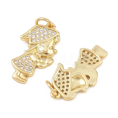 Brass Cubic Zirconia Pendants KK-L251-40G-02-1