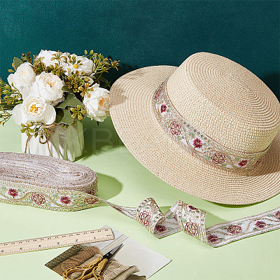 Polyester Flower Embroidery Lace Trim OCOR-WH0090-93-1