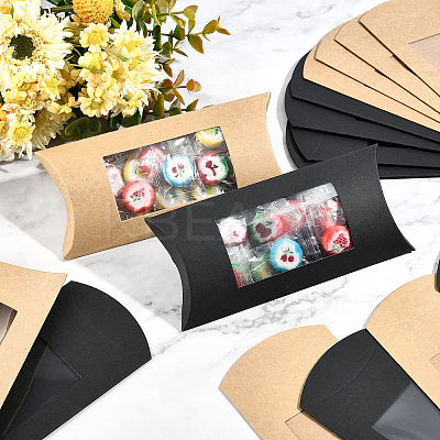 30Pcs 2 Colors Kraft Paper Pillow Candy Box CON-PH0002-49-1